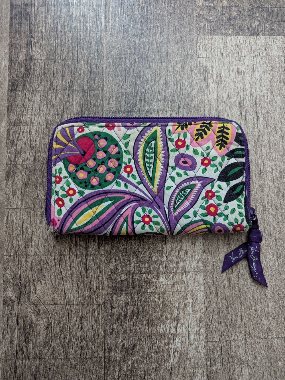 Vera Bradley Purple Floral Quilted Zip Wallet